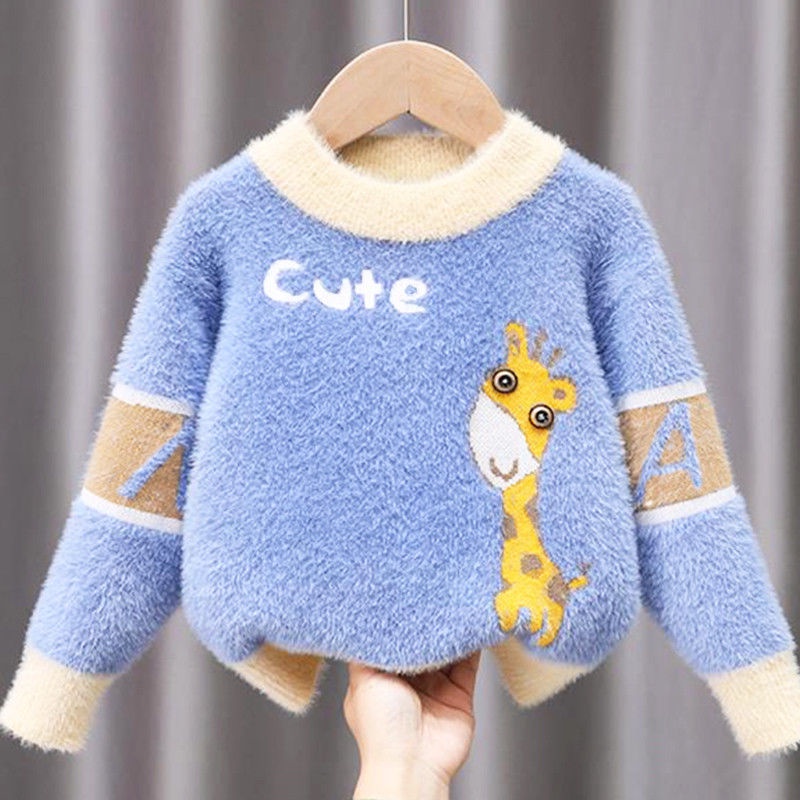 Áo Sweater Dệt Kim Vải Lông Chồn Thời Trang Mùa Đông 2022 Mới Cho Bé Trai