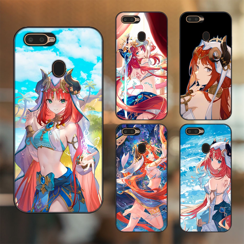 Ốp lưng Oppo A5S, A7, A12, F9 viền đen in hình Nilou Genshin Impact