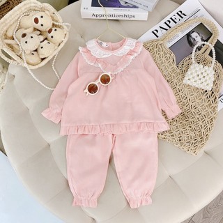 Bộ đũi phối ren dài tay bé gái 11-22kg 1,5->5 tuổi