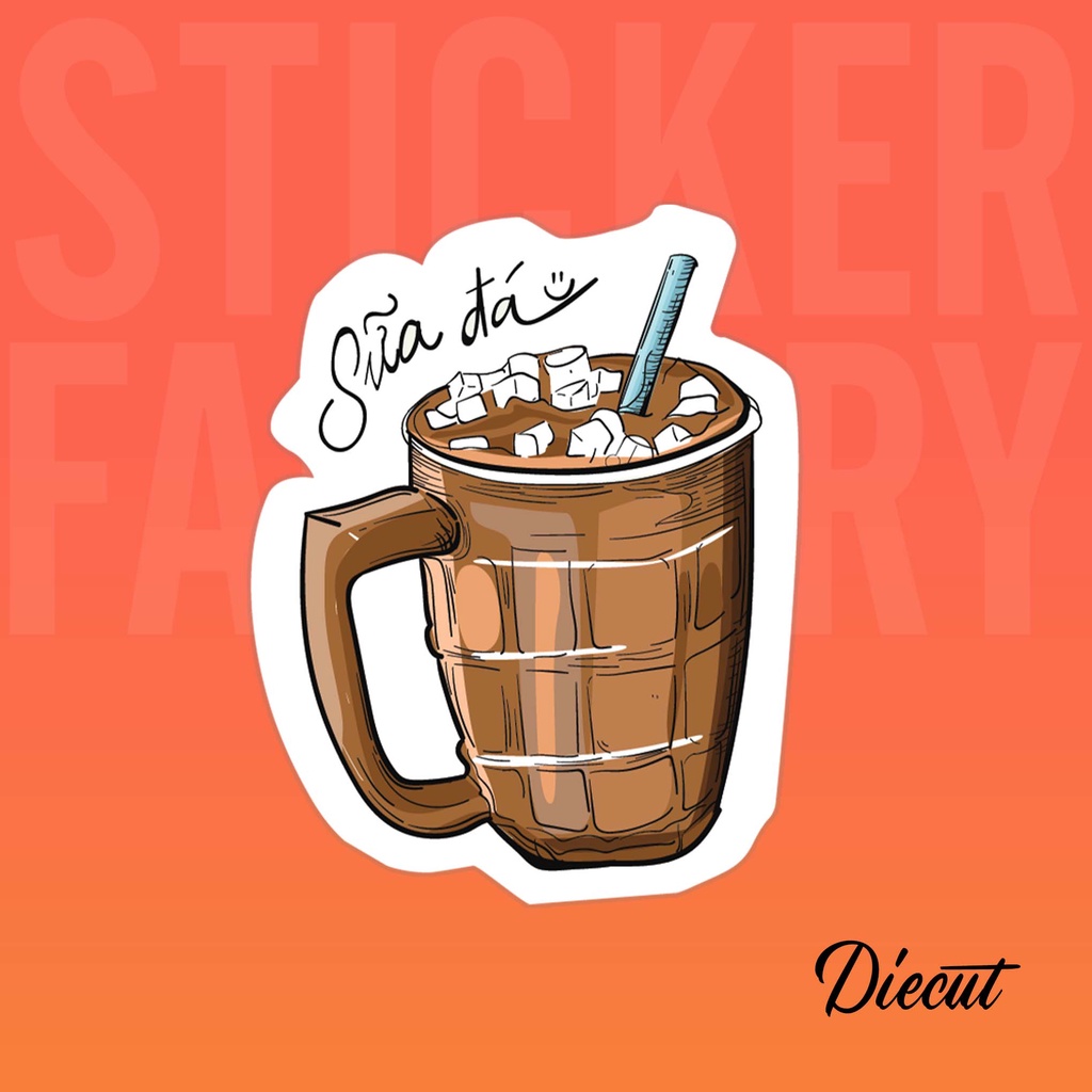 CÀ PHÊ SỮA ĐÁ - Sticker hình dán die cut cắt rời từng con thương hiệu Sticker Factory