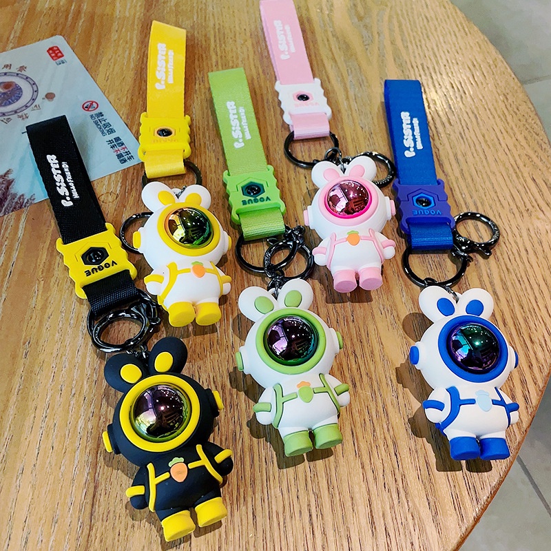 Móc Khóa Hình Thỏ Phi Hành Gia Hoạt Hình Đáng Yêu