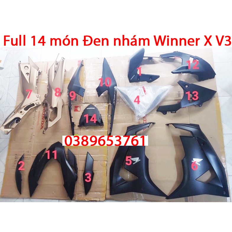 Full bộ Dàn áo Winner X 2022/ Winner X V3 Đen Nhám (14 món)