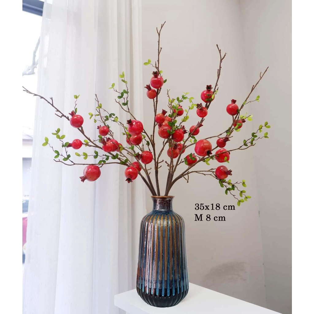 Bình gốm sứ Bát Tràng cao cấp  trang trí ngày Tết - Lọ hoa decor cắm đào, tuyết mai, đào đông đỏ, cành lựu đẹp