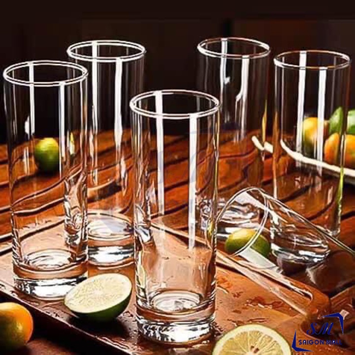 Bộ 6 ly thủy tinh DELI ES1006 ống trơn loại mỏng cao cấp dùng uống cafe sinh tố