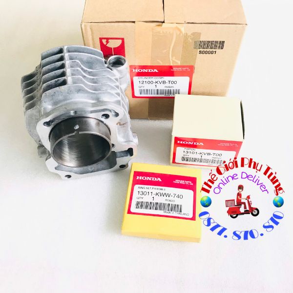 Nòng piston bạc AB 110 Fi Zin Honda Thái Lan - 12100-KVB-T00/ 13011-KWW-740/ 13101-KVB-T00