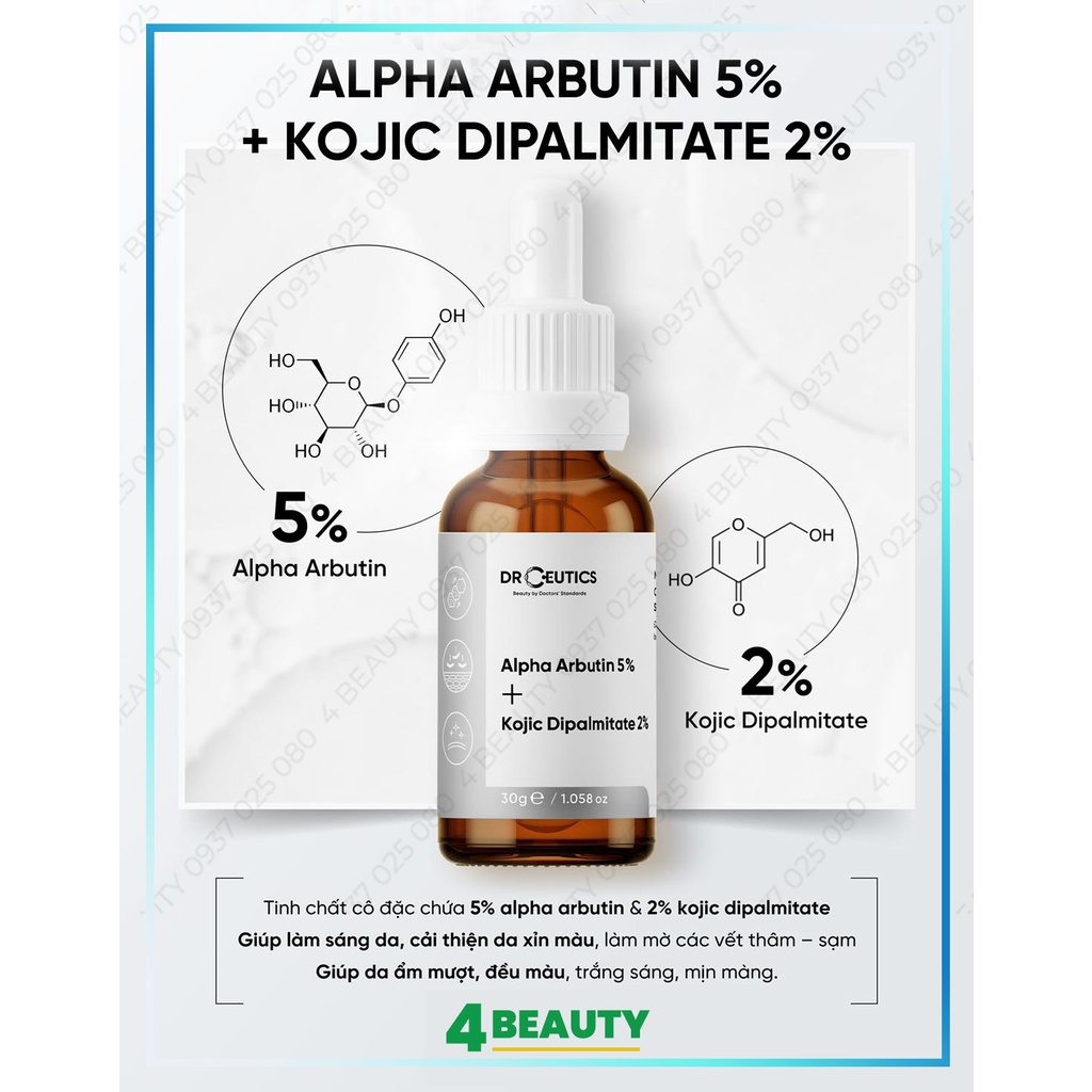 Serum DrCeutics Làm Sáng Da Mờ Nám Alpha Arbutin 5% Và Kojic Dipalmitate 2%