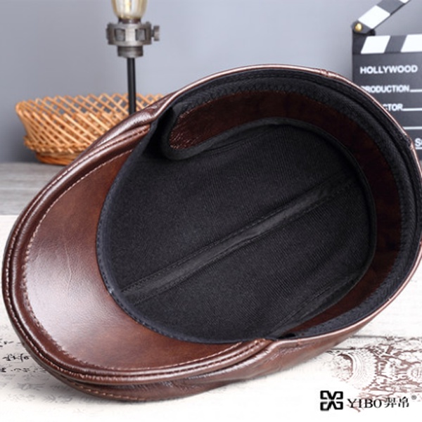 Mũ Beret Da Bò Thật Thời Trang Thu Đông Cho Nam Trung Niên