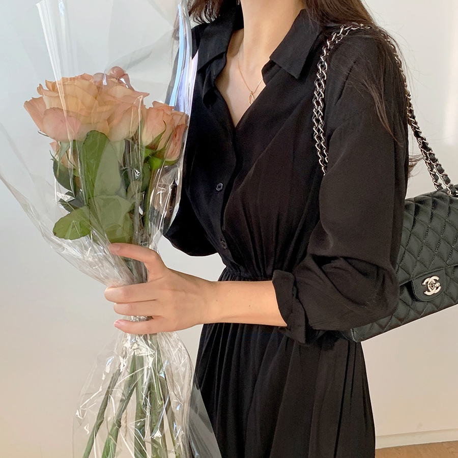 Đầm SUXI dáng chữ A tay dài màu sắc đơn giản thời trang Hàn Quốc dành cho nữ