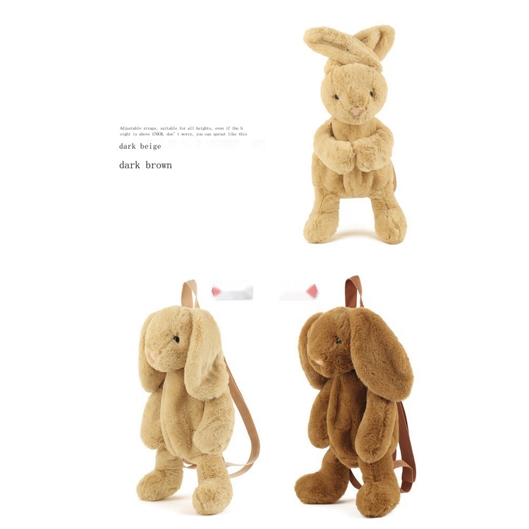 Ba Lô Đeo Vai Hình Thỏ Nhồi Bông Mềm Mại Thiết Kế Dễ Thương