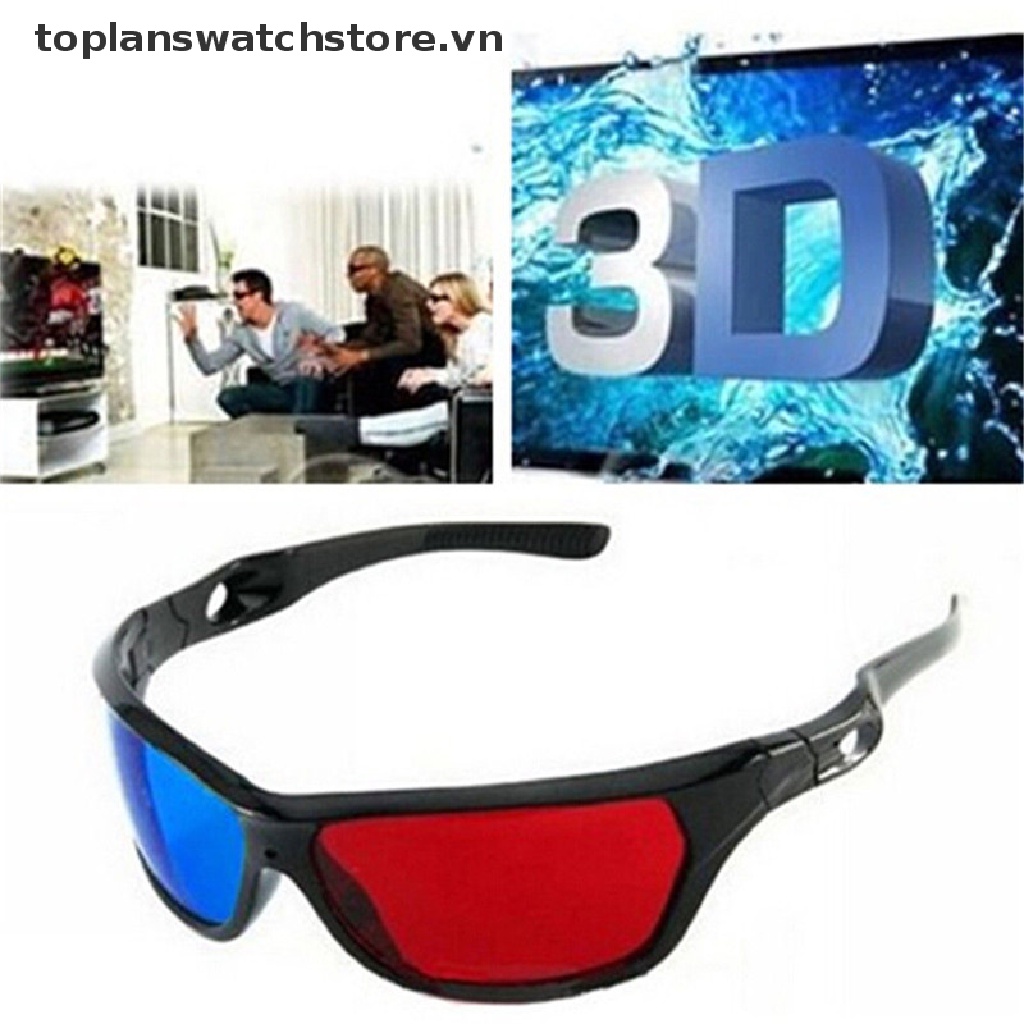 Kính 3D Gọng Đen Đỏ Dùng Xem Phim Anaglyph TV DVD