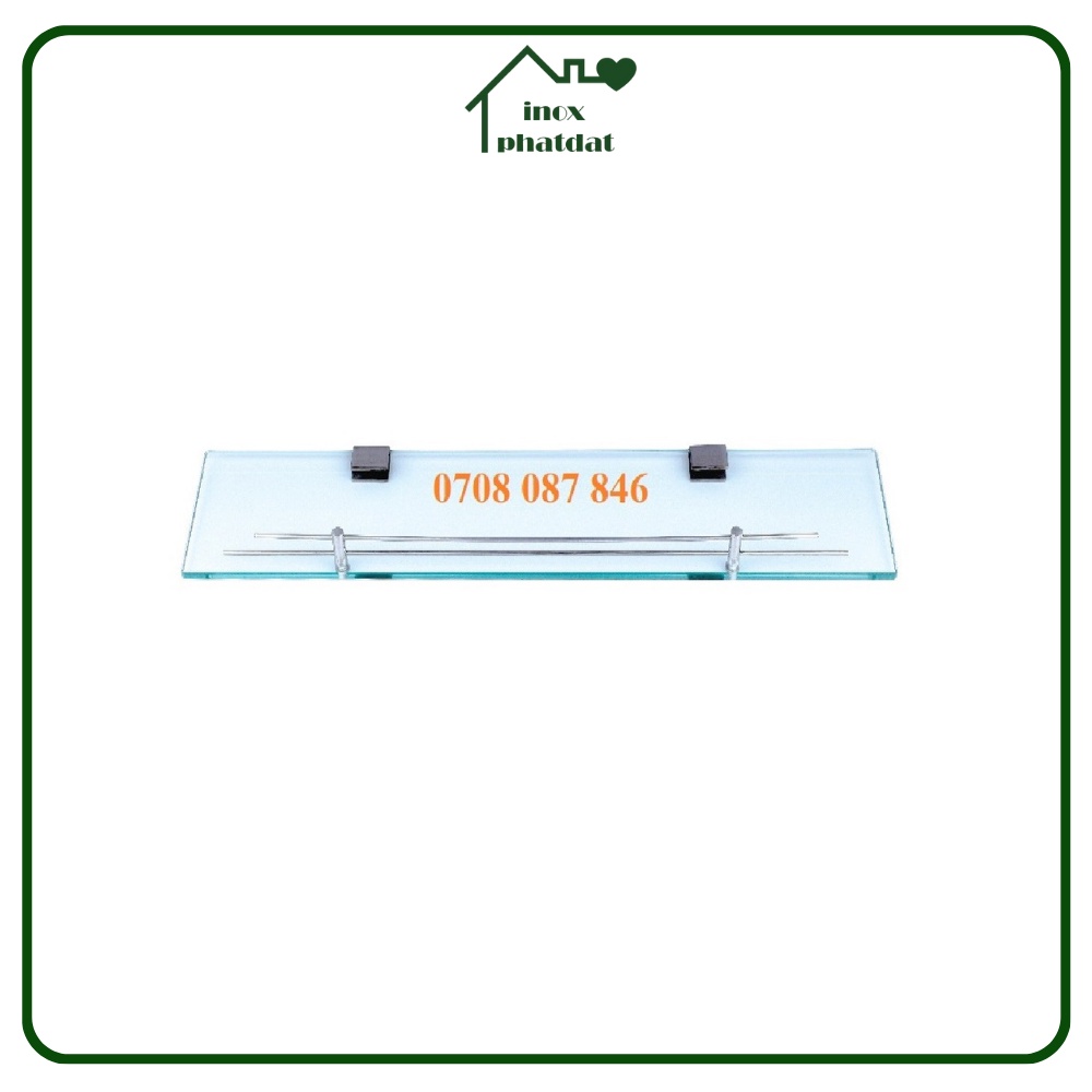 Kệ gắn dưới gương PHÁT ĐẠT để xà bông, kệ kiếng kính nhà tắm phòng tắm tặng kèm bộ pas ốc vít (SP044)