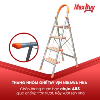 Thang nhôm ghế 5 bậc 120cm chữ a có tay vịn gấp gọn Nikawa nhập khẩu Nhật Bản, bảo hành 18 tháng NKA-05