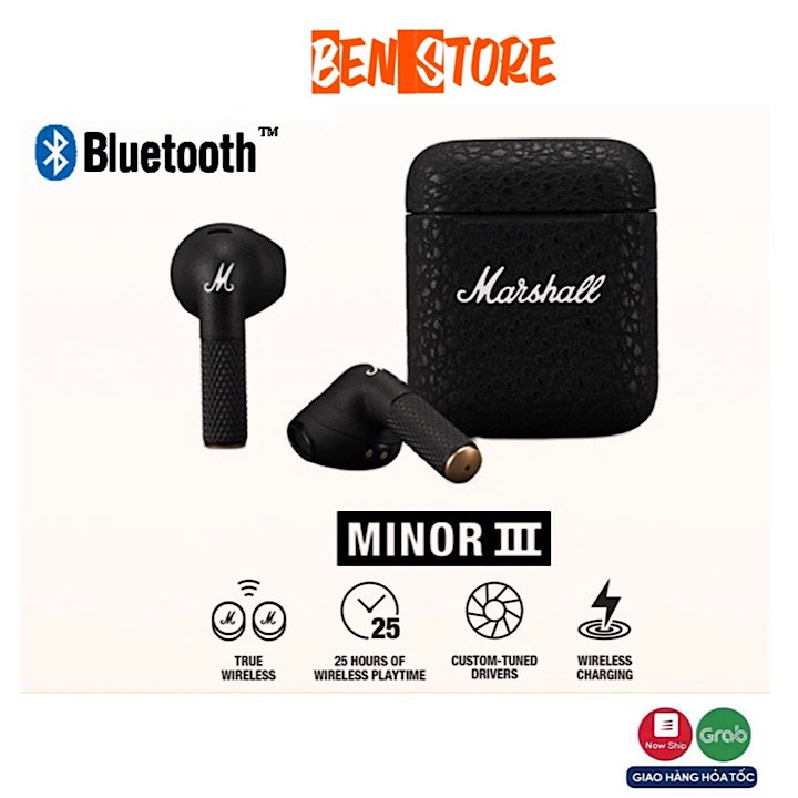 Tai nghe Bluetooth Marshall Minor 3 (III) True wireless Chính Hãng Nhỏ Gọn Pin Trâu Bảo Hành 12 Tháng-BENSTORE86