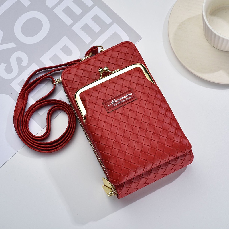 IELGY Túi Đựng Điện Thoại Đeo Chéo Có Khóa Kéo Đôi Phong Cách Hàn Quốc