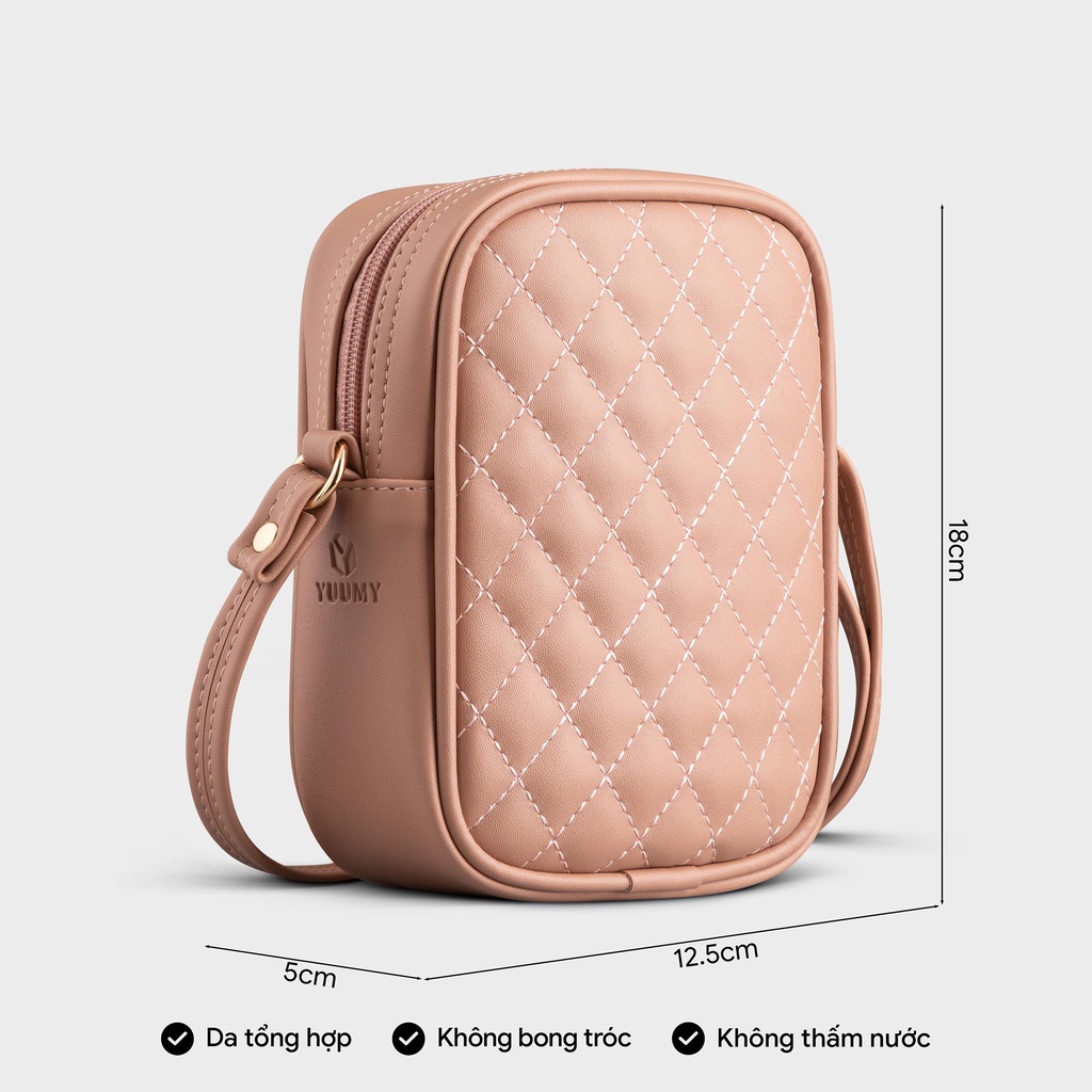 Túi đeo chéo nữ mini họa tiết trần chỉ caro YUUMY Seasand YN131