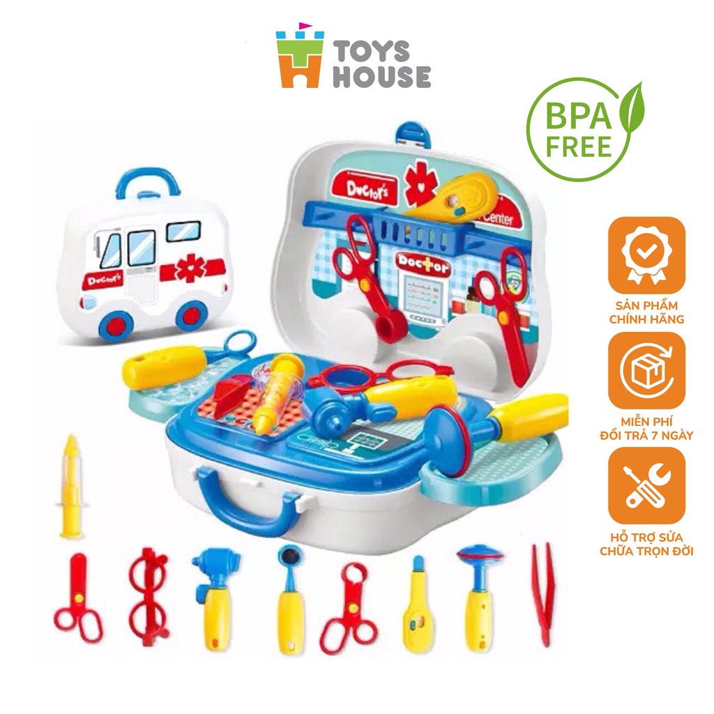 Vali đồ chơi bác sĩ màu xanh Toyshouse 008-918 - đồ chơi bác sĩ cho bé/ đồ chơi bé trai/ bé gái - đồ chơi giáo dục sớm