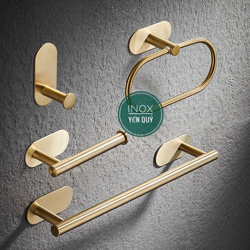 Phụ kiện dán tường nhà tắm màu vàng keo dán 3M