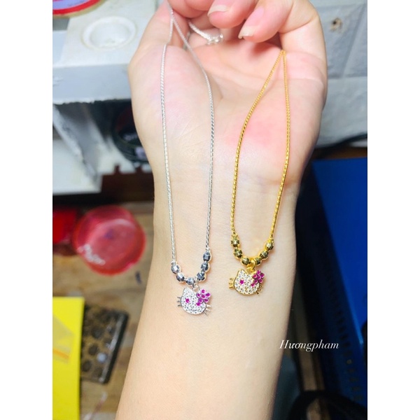 dây chuyền mặt mèo kitty liền mặt BẠC NGUYÊN CHẤT cho bé