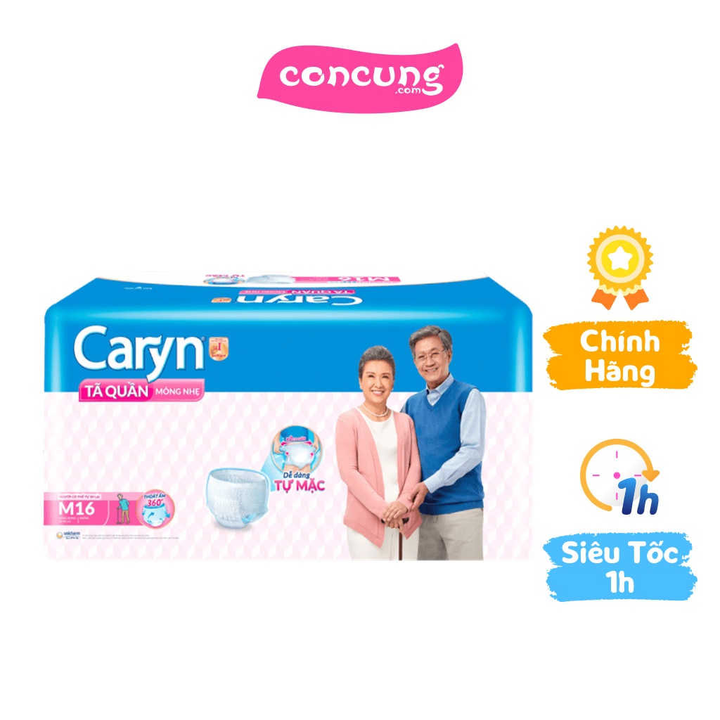 Tã quần năng hoạt Caryn loại mỏng nhẹ size M (bụng 60-85 cm) 16 miếng