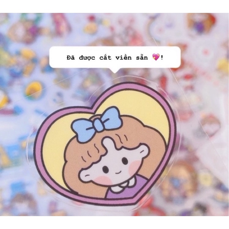 Miếng Dán Sticker Hoạ Tiết Hoạt Hình Trang Trí Siêu Dễ Thương Tone Pastel