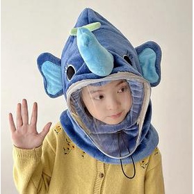 Mũ Trùm Đầu Tích Hợp Khẩu Trang Che Tai Chống Gió Bảo Vệ Mùa Đông Dành Cho Bé Trai Gái