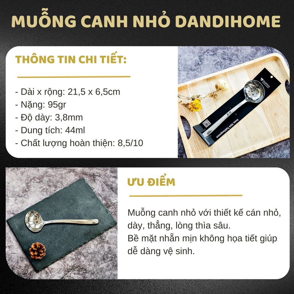 Muỗng múc canh cao cấp DandiHome Inox 304 sang trọng, tinh tế