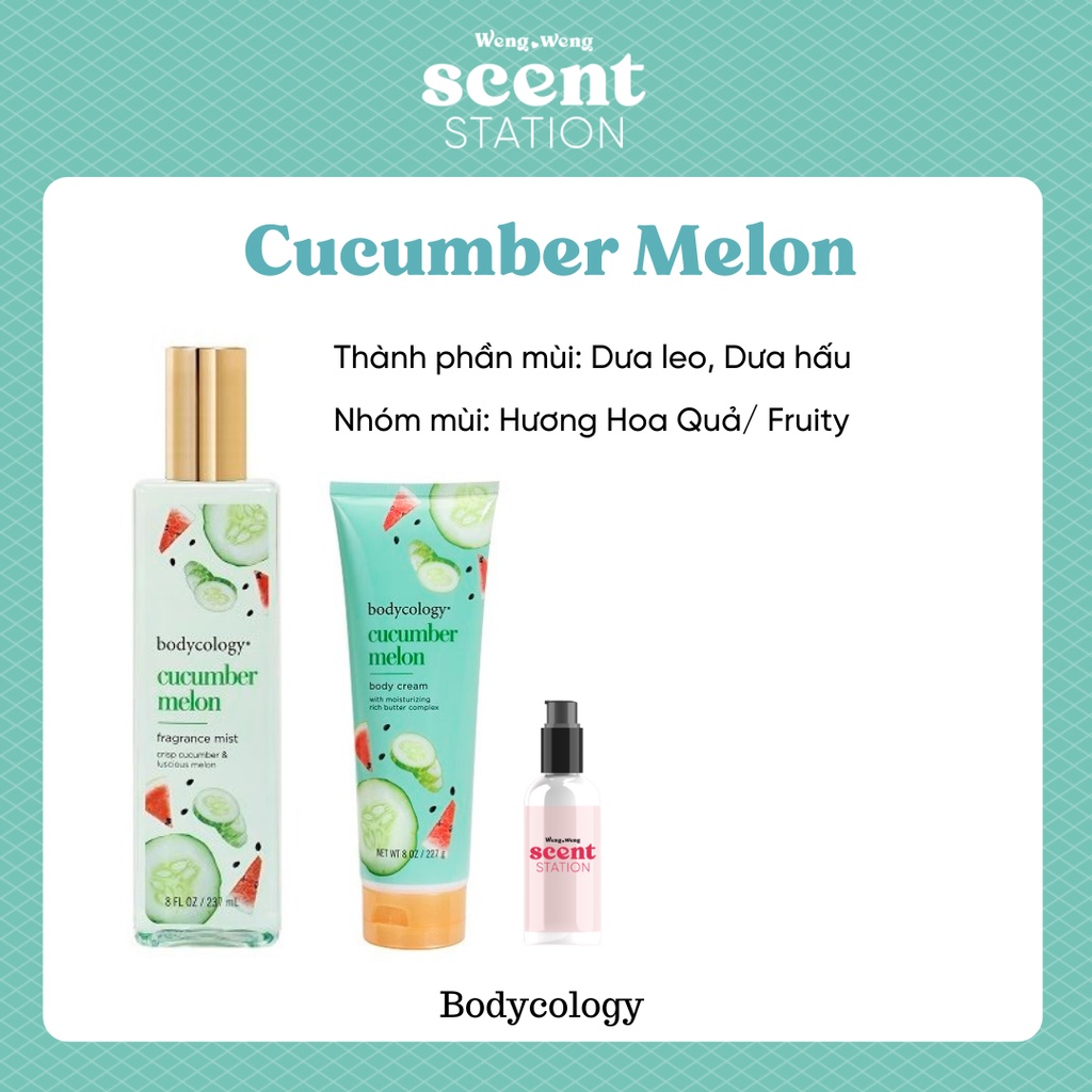 Bộ Sản Phẩm Chăm Sóc Cơ Thể Toàn Diện Bodycology mùi Cucumber Melon