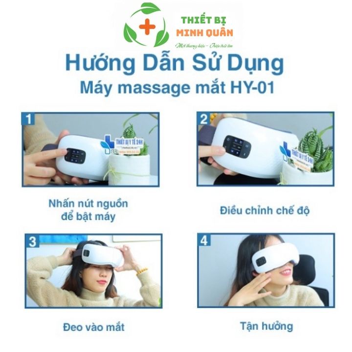 Máy massage mắt, máy mát xa mắt giảm cuồng thâm, đau mắt loại dùng pin HY-01 cao cấp