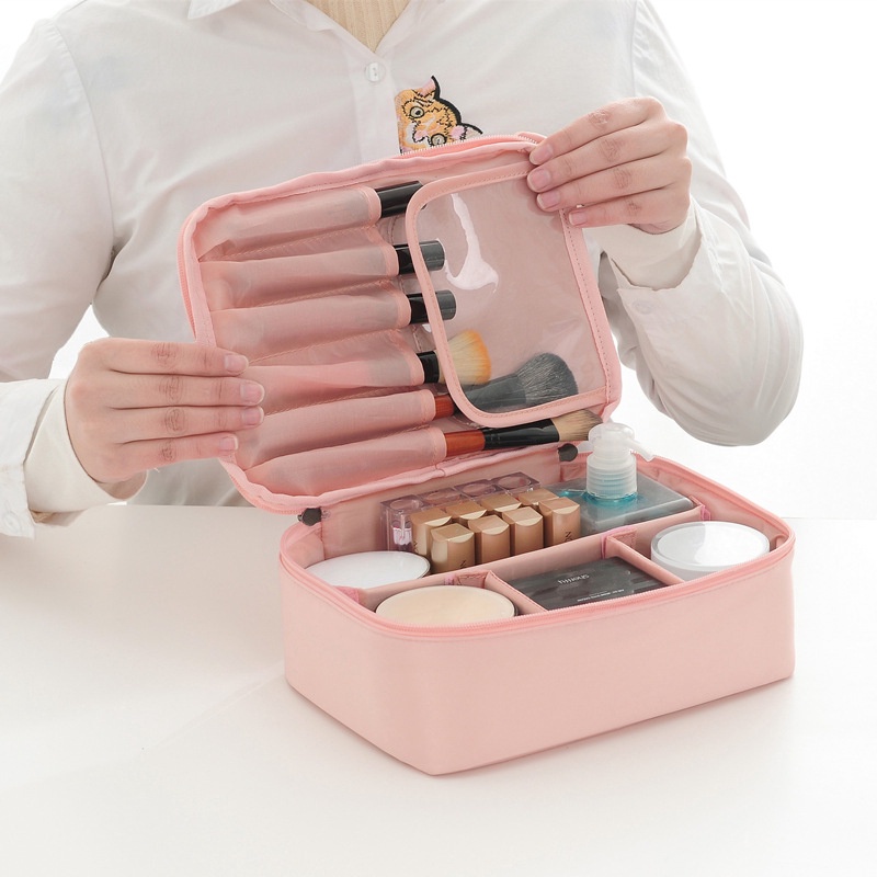 Túi đựng mỹ phẩm/ đồ trang điểm/ đồ vệ sinh cá nhân OSSAYI có khóa kéo nhỏ gọn tiện lợi