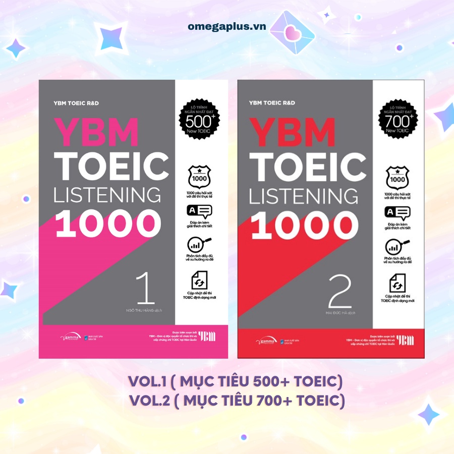 Sách: Lẻ/Combo YBM TOEIC Listening 1000 Vol.1+2