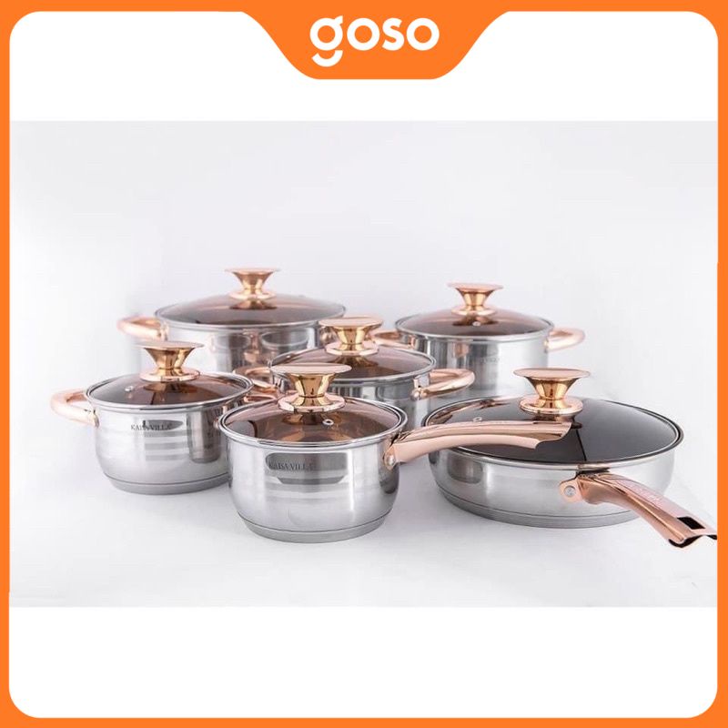 Bộ 6 Nồi Đức Bằng Inox Cao Cấp (5 Nồi Inox,1 Chảo Chống Dính)