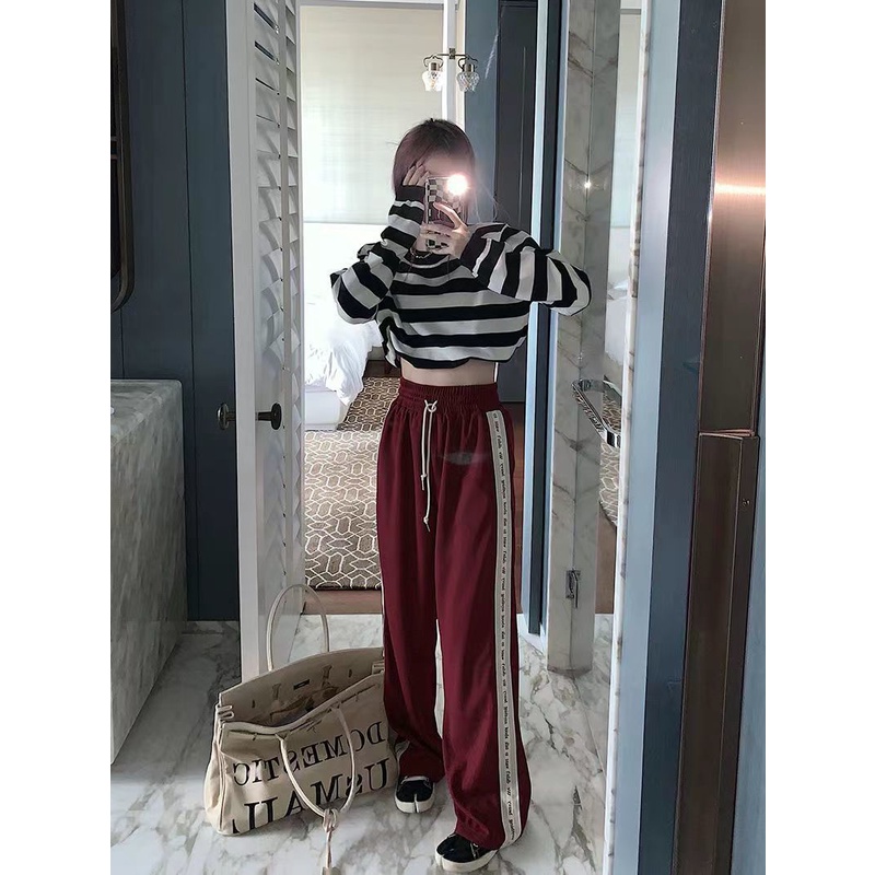 Jiashucheng Quần Dài Ống Rộng Lưng Cao Phong Cách Hàn Quốc Thời Trang Xuân Thu Mới Cho Nữ