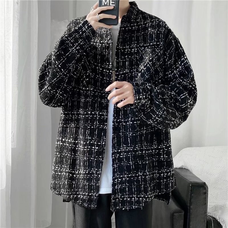 (SẴN+KÈM ẢNH THẬT+VIDEO) ÁO KHOÁC NGOÀI CHẤT DẠ TWEED MÀU ĐEN NAM NỮ UNISEX LỊCH LÃM OVERSIZE WONNA