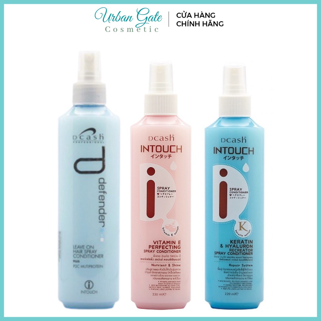 Nước xịt dưỡng tóc DCASH INTOUCH Keratin & Hyaluron / Vitamin E Perfecting (220ml) - Chai xịt tóc