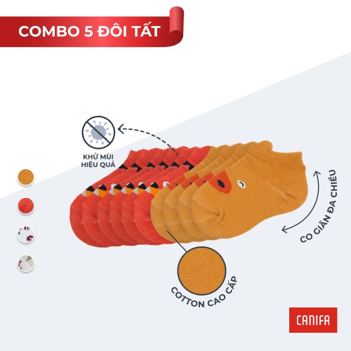 Pack 5 đôi tất bé gái CANIFA Tất chất liệu cotton pha 1AX22A005 (Giao màu ngẫu nhiên)