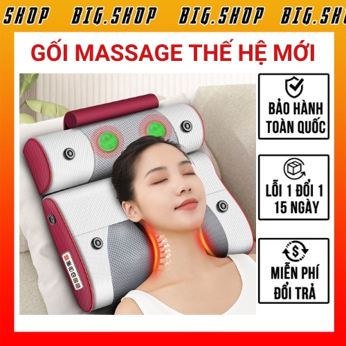 Gối massage cổ vai gáy thắt lưng kết hợp xoa bóp, chườm nóng giúp giảm đau hiệu quả TR542 | BIG SHOP 98