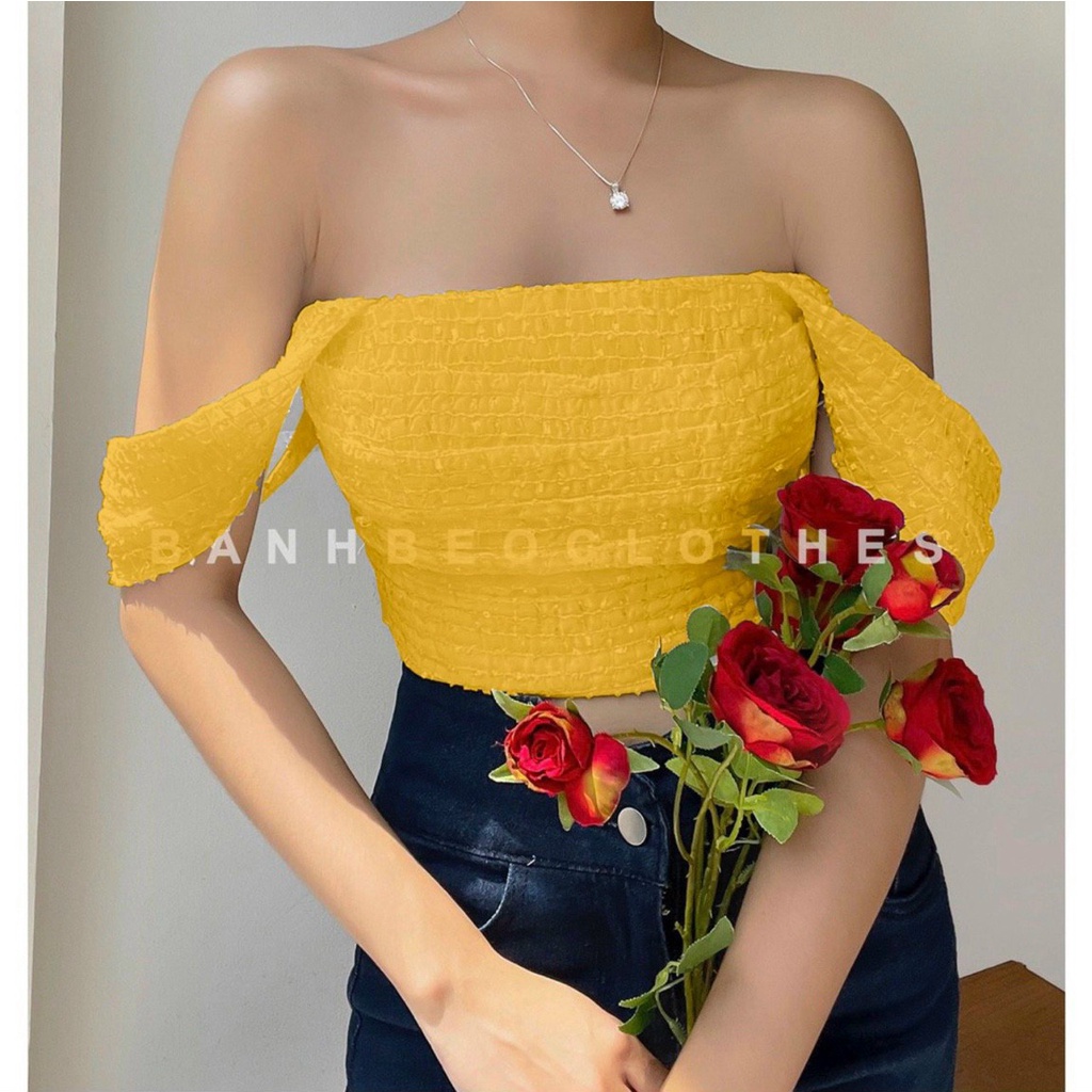 Áo nữ croptop bẹt bai trơn xốp có mút 4 màu cực đẹp cho cô nàng năng động oa