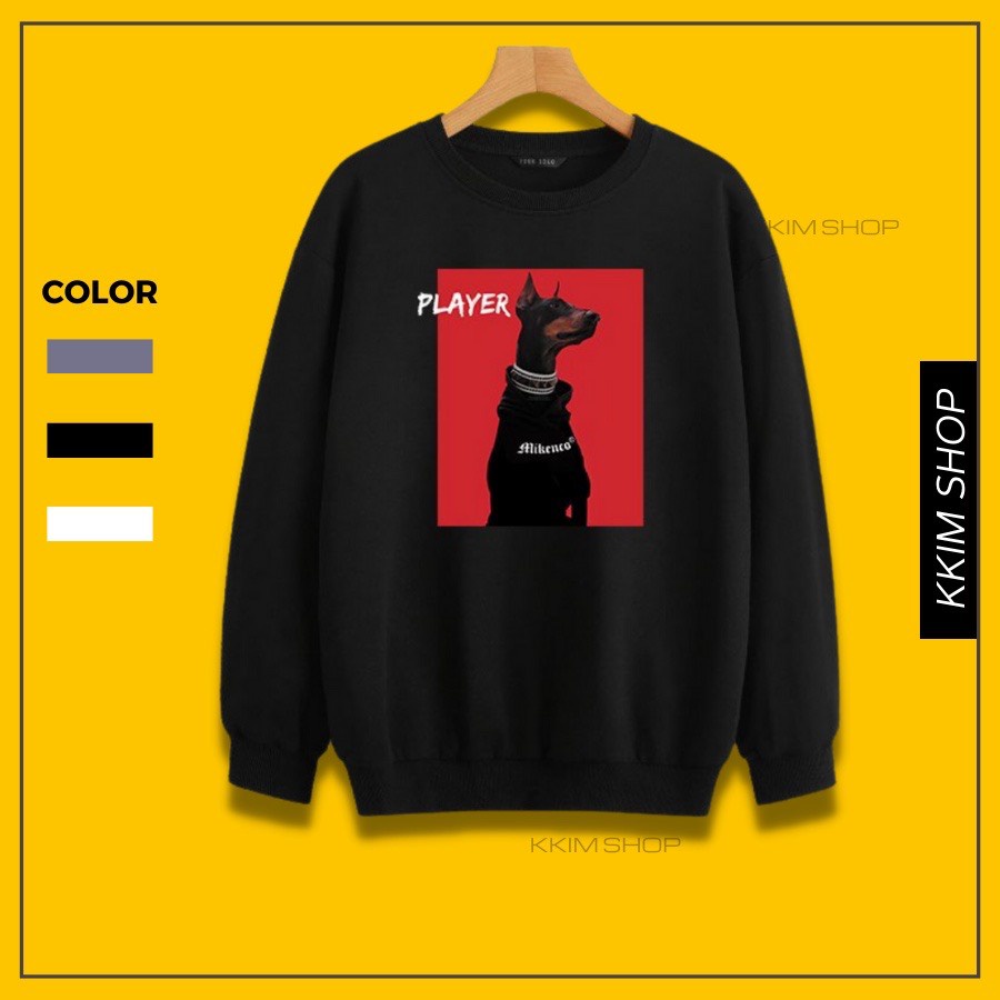 Áo Sweater MIKENCO DOBERMAN Nam Nữ Form Rộng, Áo Nỉ Unisex Chất Liệu Nỉ Bông Họa Tiết Con Chó