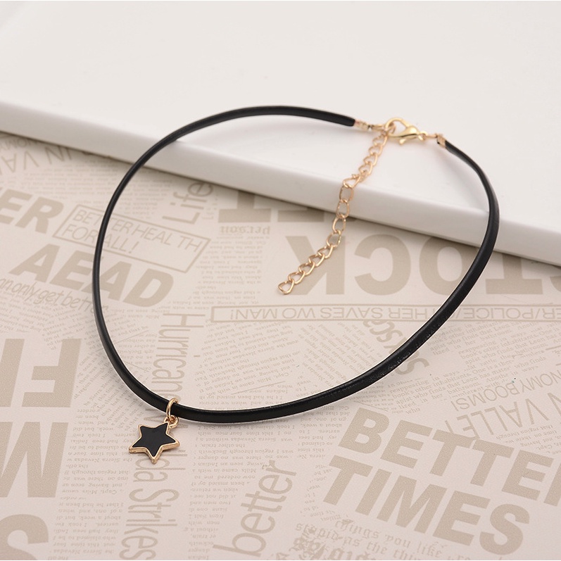 Vòng cổ dây chuyền choker nữ vải mặt ngôi sao phong cách hàn quốc cá tính