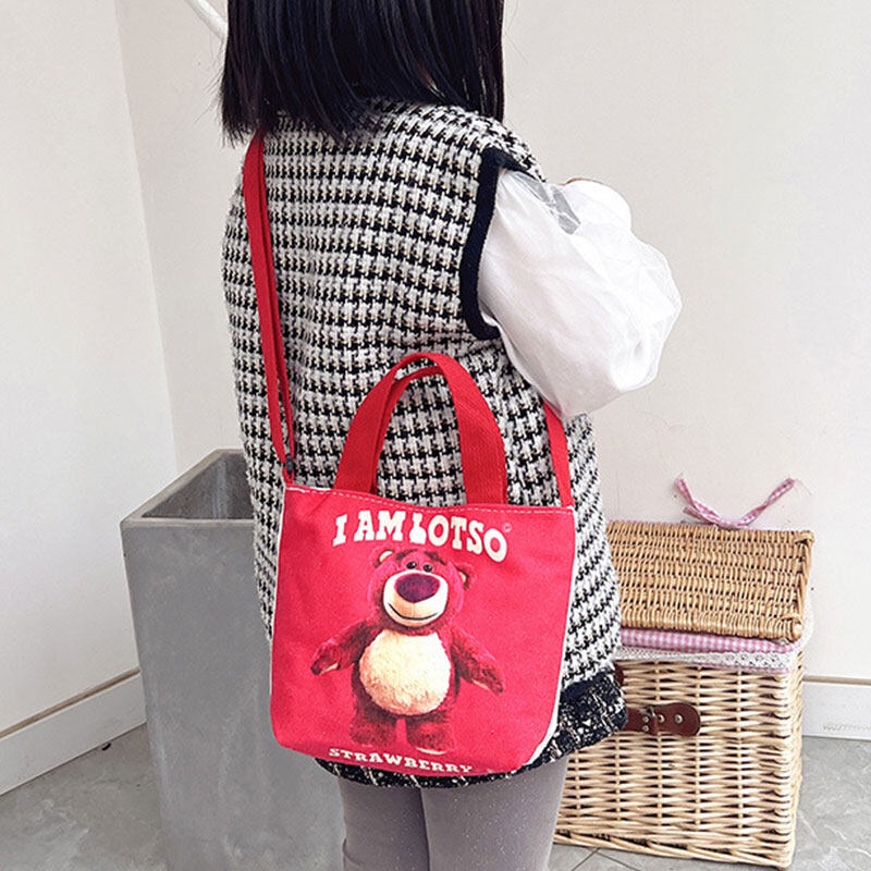 Túi Xách Đeo Vai Vải Bạt In Hoạt Hình Thời Trang Hàn Đáng Yêu Dành Cho Trẻ