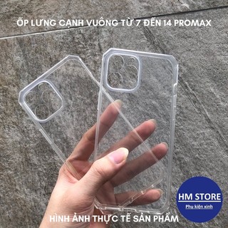 Ốp lưng silicon CẠNH VUÔNG trong suốt CHỐNG Ố VÀNG 6plus/6s/6splus/7/7plus/8/8plus/x/xr/xs/11/12/13/pro/max/plus/promax