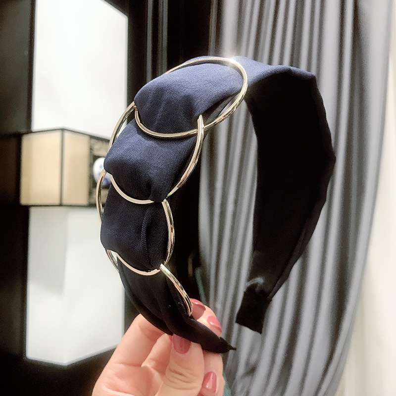 Băng Đô Rửa Mặt Bằng Vải Bản Rộng Ghép Nối Vòng Tròn Màu Vàng Cao Cấp Nhiều Màu Sắc Cho Nữ