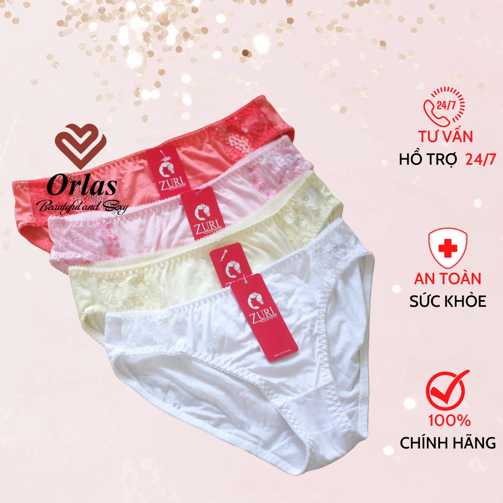 Quần lót Orlas dáng bikini chất liệu cotton phối ren 2 bên hông