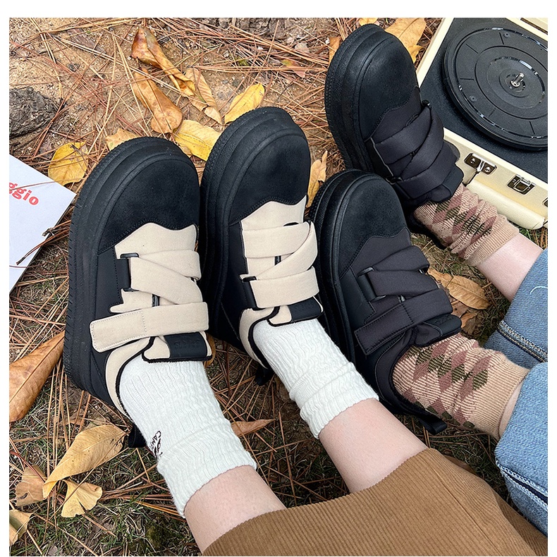 Giày Lười Khóa Dán Phong Cách Retro Dễ Thương Thời Trang Thu Đông 2022 Dành Cho Nữ