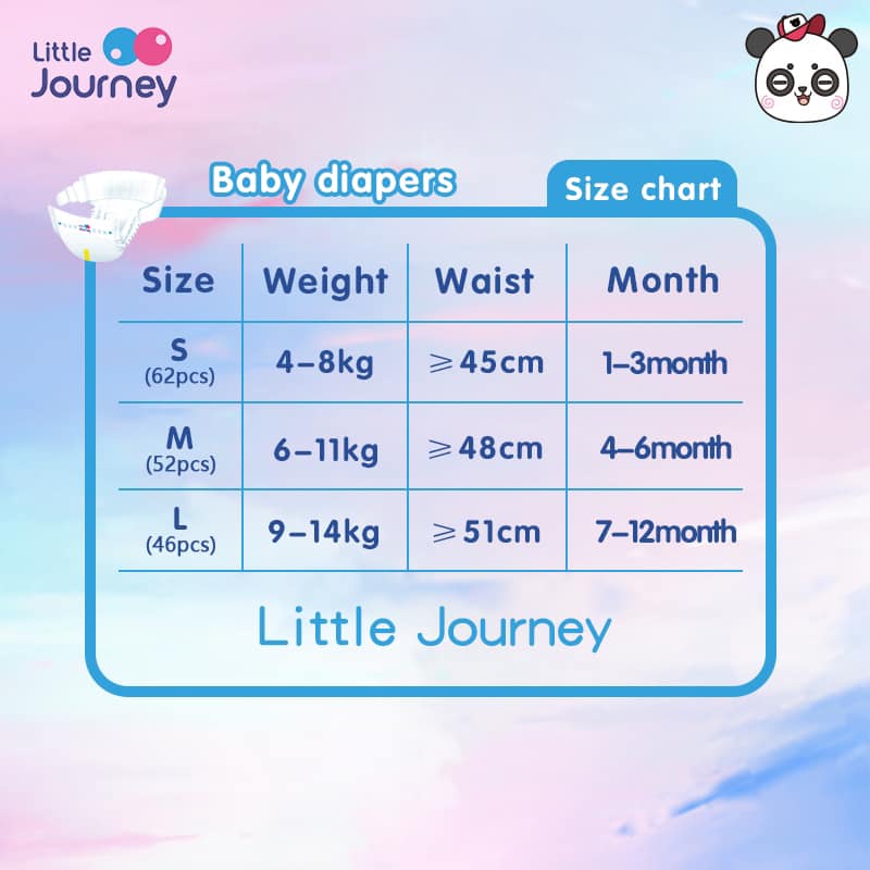 Tã dán Little Journey mỏng, thấm hút nhanh, khô thoáng, chống tràn full size S62/M52/L46