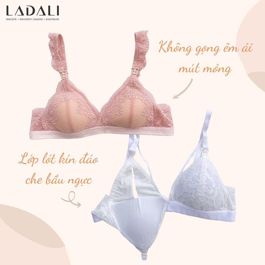 Combo 2 Áo Ngực Bầu Cho Con Bú Mở Nắp Sau Sinh LADALI Ren Sợi Cotton Cao Cấp Chống Xệ + Quần Bầu Siêu Tiết Kiệm
