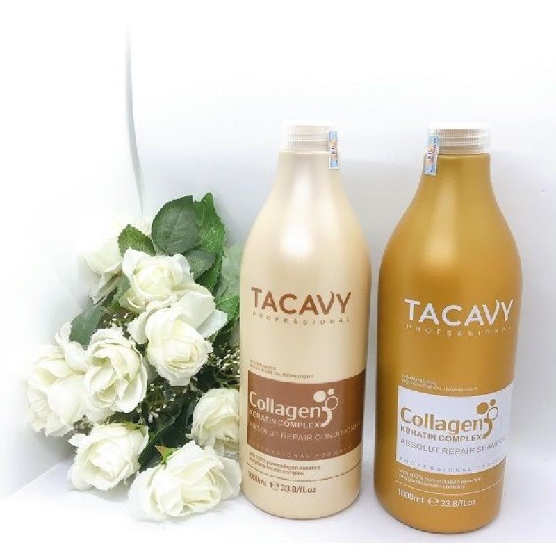 Cặp dầu gội xả TACAVY Collagen 1000ML | PHỤC HỒI TÓC HƯ TỔN, KHÔ XƠ GÃY RỤNG HÀNG CHÍNH HÃNG