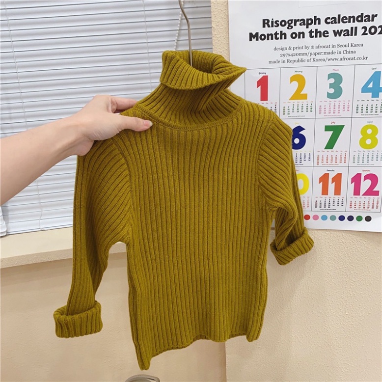Áo Sweater Cổ Cao sọc Ngang sắc màu yêu thương trang điểm Thu Đông phong thái korea Cho Bé Trai Và Gái 22 Tuổi AMBB KIDS