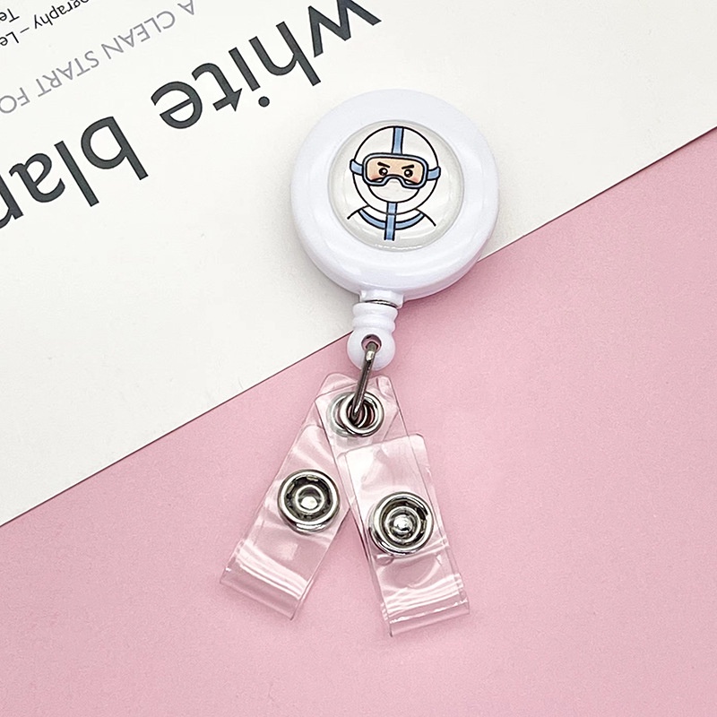 Móc - Kẹp bảng tên có dây rút họa tiết đáng yêu cho Nhân viên Y tế