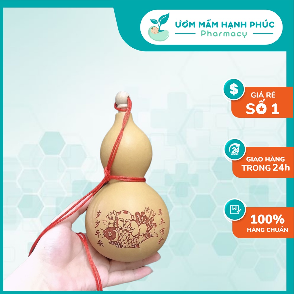 Quả hồ lô CẦU CON, vật treo phong thuỷ thu hút tài lộc, kèm nắp và dây